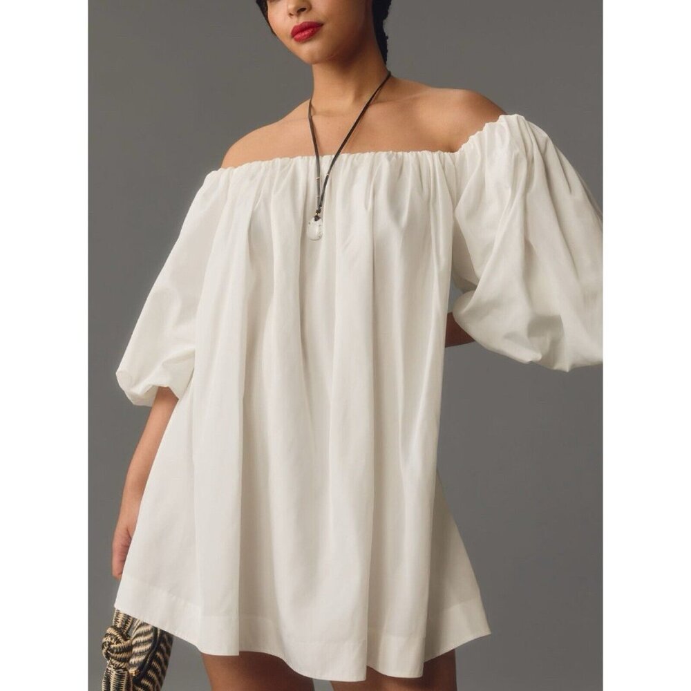 Anthropologie Off-Shoulder White Mini Dress